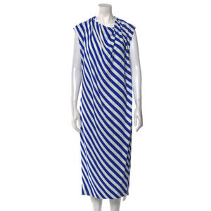 Dries Van Noten Striped Midi Length Dress Blue White Size M A003629